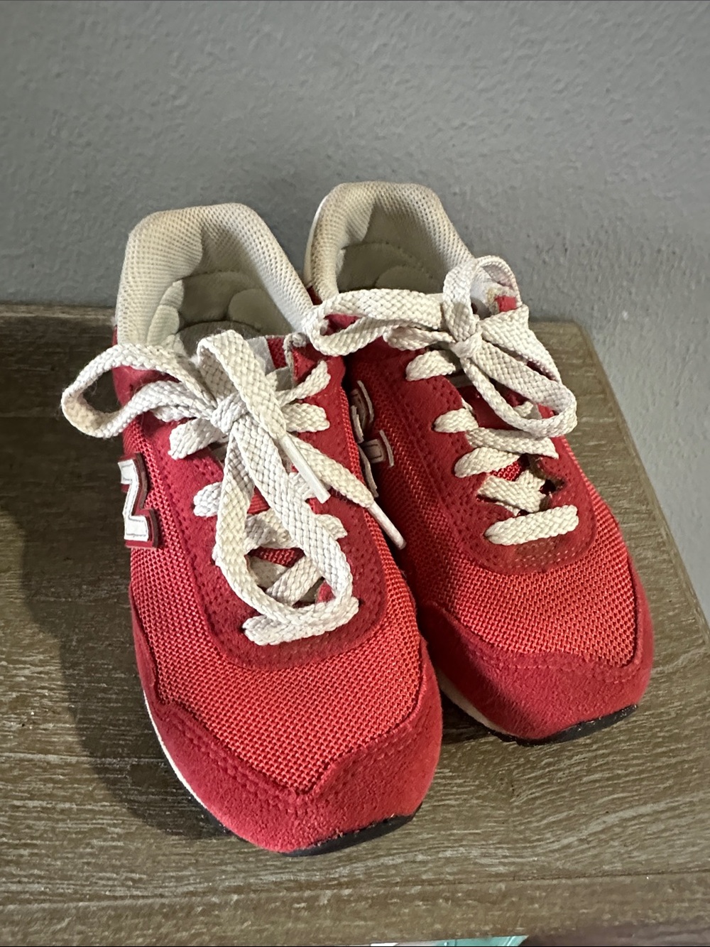 New Balance Kids Red Lace-Up Sneakers with White Accents